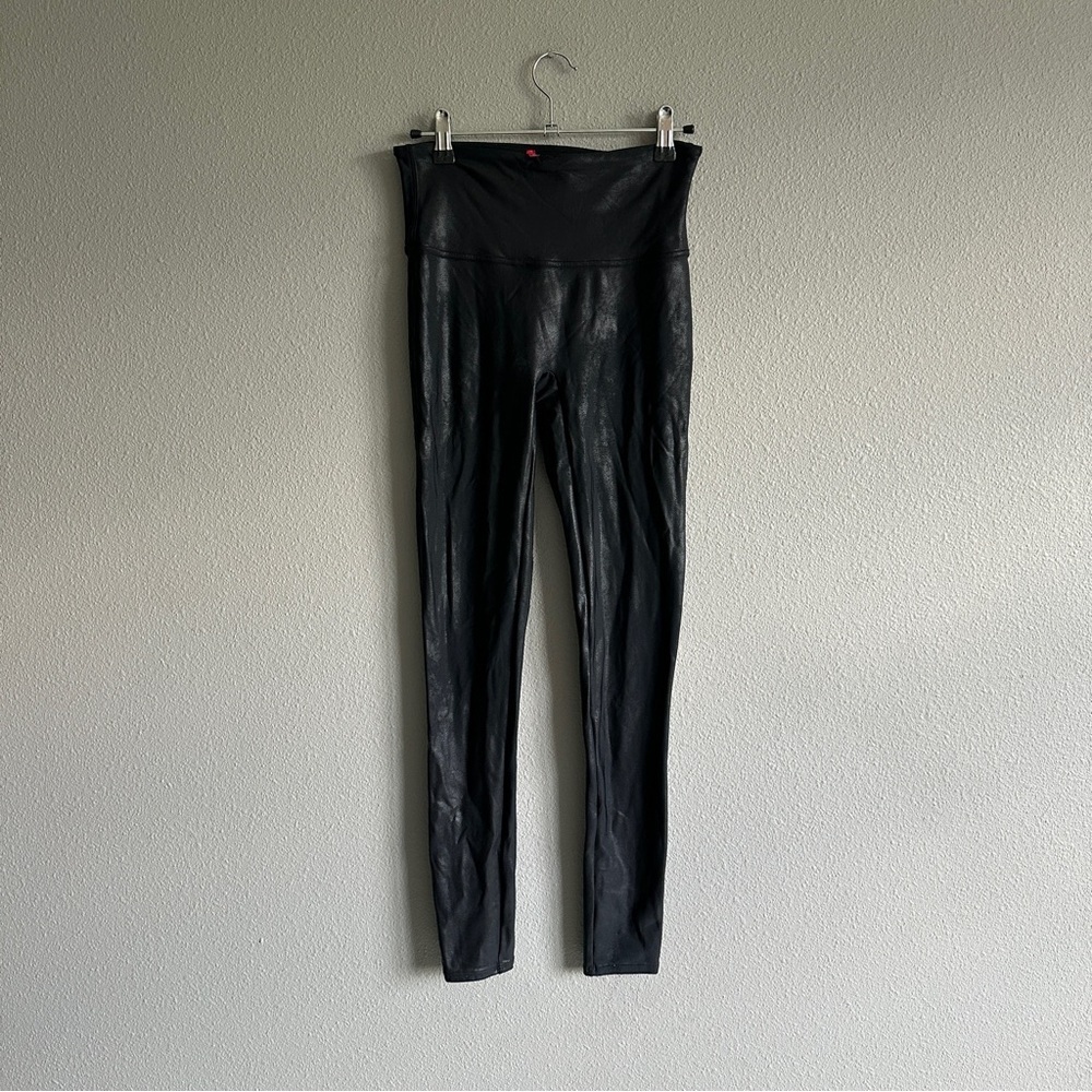 Spanx Black Wash Print Full Length Leggings Medium
